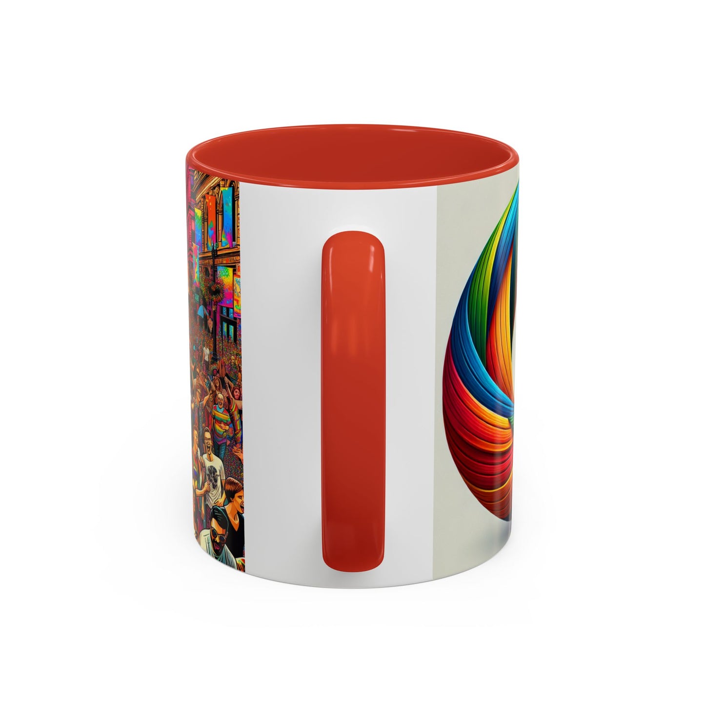 Pride Parade Accent Coffee Mug, Vibrant Rainbow Design, LGBTQ+ Celebration Mug, Colorful Drinkware for Friends, Gift for Pride Month 11oz