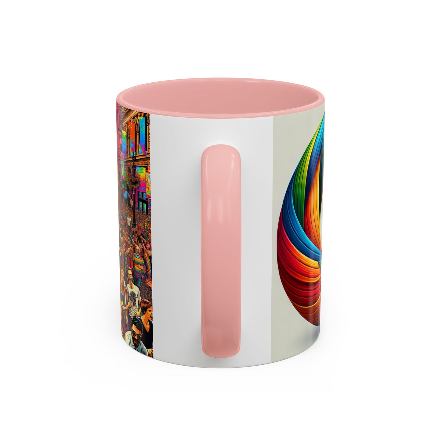 Pride Parade Accent Coffee Mug, Vibrant Rainbow Design, LGBTQ+ Celebration Mug, Colorful Drinkware for Friends, Gift for Pride Month 11oz