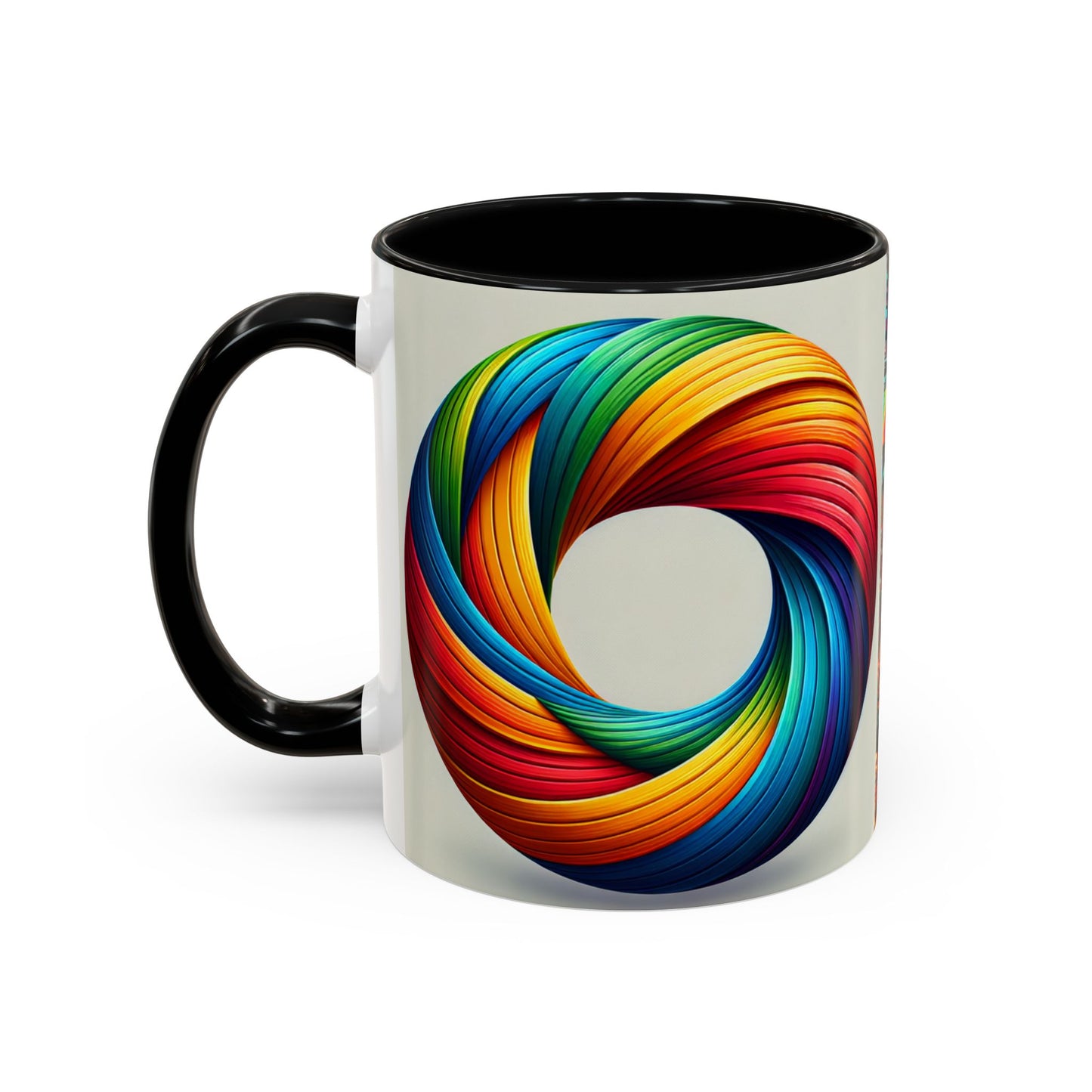 Pride Parade Accent Coffee Mug, Vibrant Rainbow Design, LGBTQ+ Celebration Mug, Colorful Drinkware for Friends, Gift for Pride Month 11oz