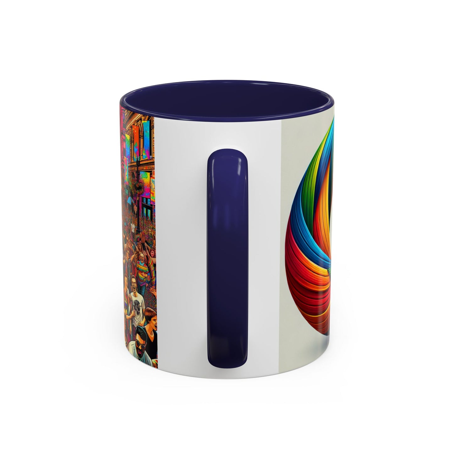 Pride Parade Accent Coffee Mug, Vibrant Rainbow Design, LGBTQ+ Celebration Mug, Colorful Drinkware for Friends, Gift for Pride Month 11oz