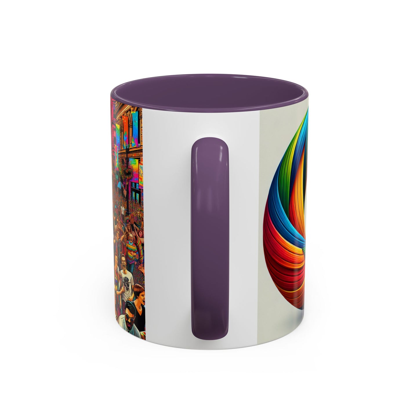 Pride Parade Accent Coffee Mug, Vibrant Rainbow Design, LGBTQ+ Celebration Mug, Colorful Drinkware for Friends, Gift for Pride Month 11oz