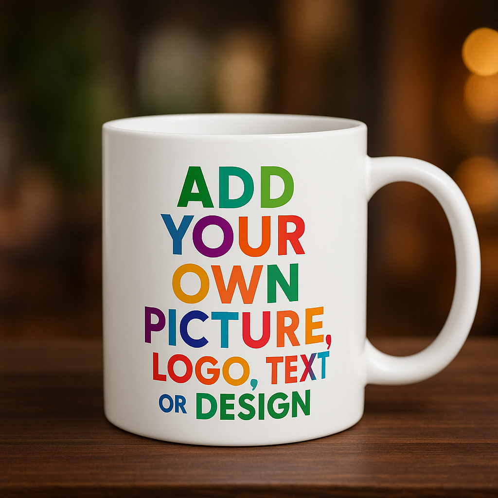 11oz and 15oz Personalised Mug with Your Own Message - Cusomisable Mug - Birthday Gift - Gift for Him - Gift for Her -Mug Gift-Logo-Business