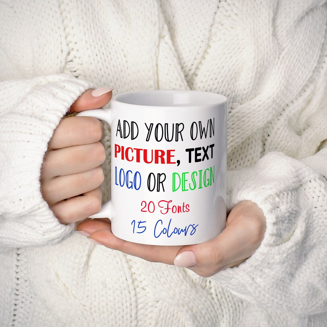 11oz and 15oz Personalised Mug with Your Own Message - Cusomisable Mug - Birthday Gift - Gift for Him - Gift for Her -Mug Gift-Logo-Business