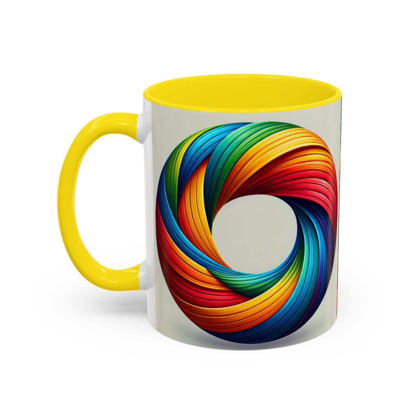 Pride Parade Accent Coffee Mug, Vibrant Rainbow Design, LGBTQ+ Celebration Mug, Colorful Drinkware for Friends, Gift for Pride Month 11oz