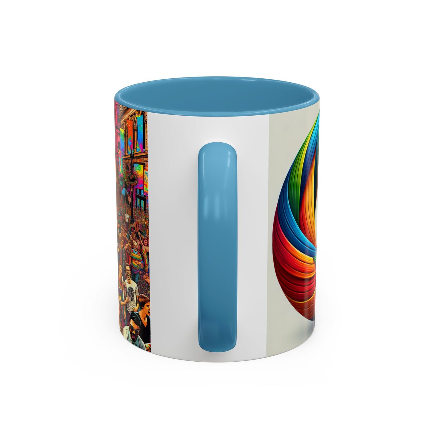 Pride Parade Accent Coffee Mug, Vibrant Rainbow Design, LGBTQ+ Celebration Mug, Colorful Drinkware for Friends, Gift for Pride Month 11oz