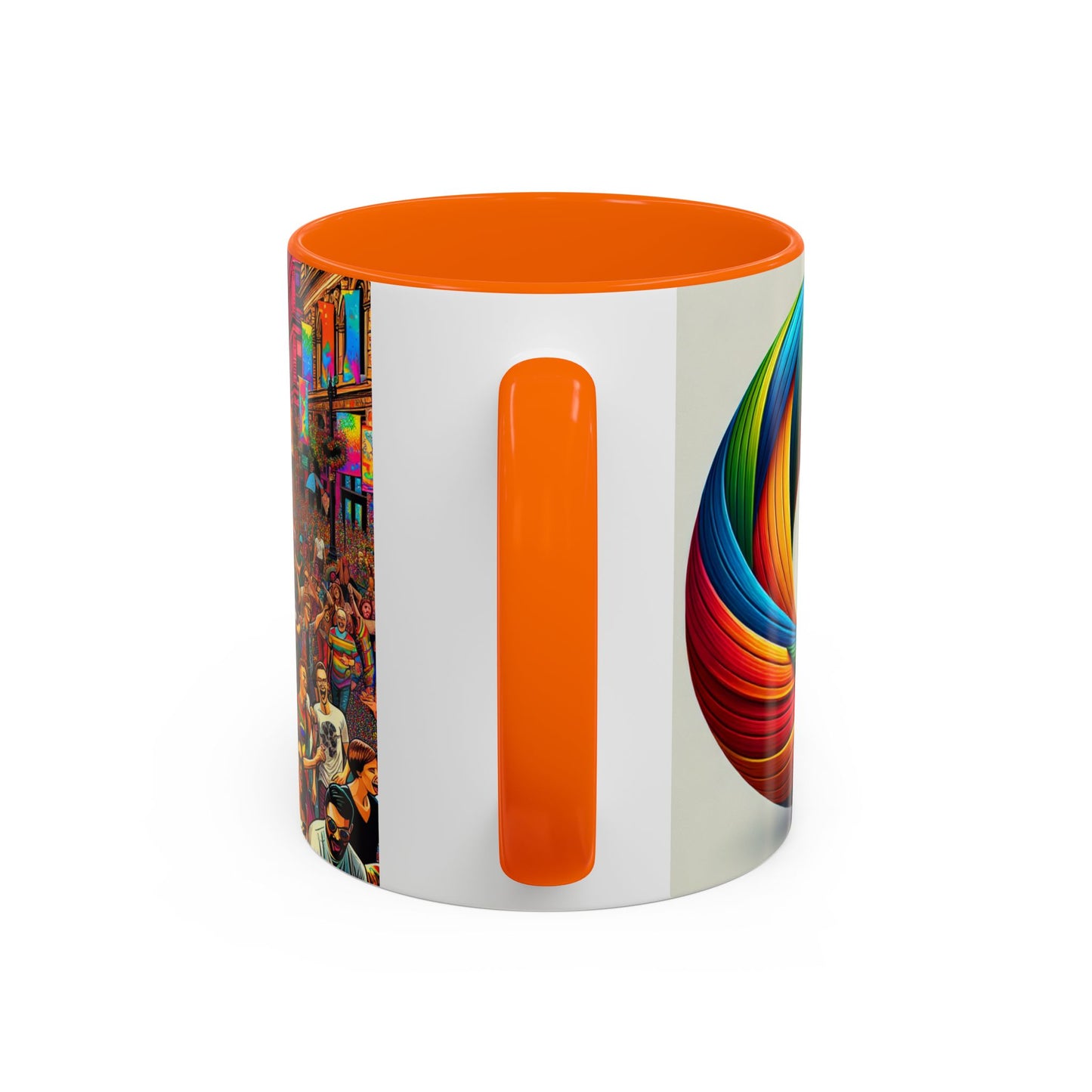 Pride Parade Accent Coffee Mug, Vibrant Rainbow Design, LGBTQ+ Celebration Mug, Colorful Drinkware for Friends, Gift for Pride Month 11oz
