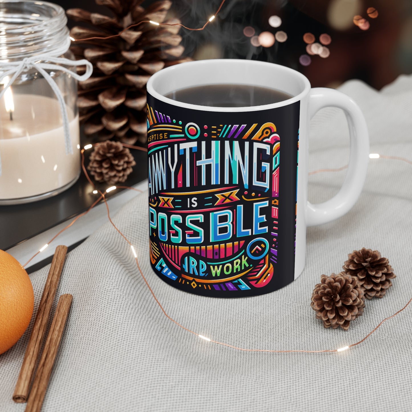 Great Quality Motivational Anything is Possible Ceramic Coffee Mug - 11oz - Vibrant Gift - Boss - Son -Daughter -