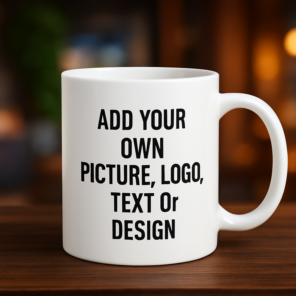 11oz and 15oz Personalised Mug with Your Own Message - Cusomisable Mug - Birthday Gift - Gift for Him - Gift for Her -Mug Gift-Logo-Business